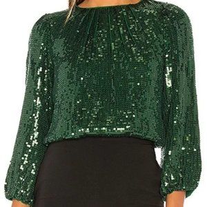 Alice + Olivia Green Sequin Top (XS)